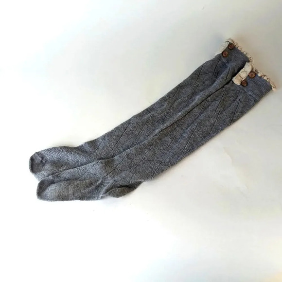 Grey Lace Boot Socks / One Size - Picture 1 of 4